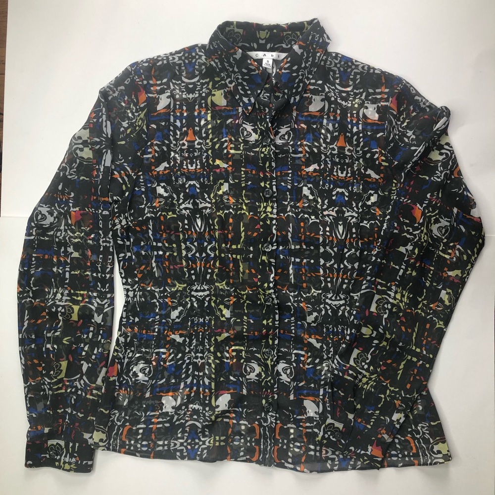CAbi Long Sleeve Button Down Blouse Size S